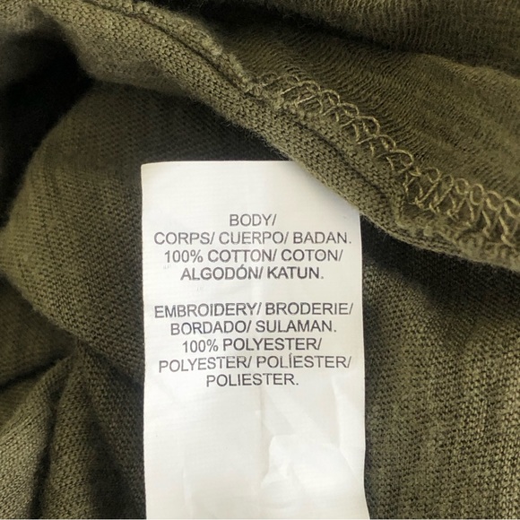 LUCKY BRAND Women Olive Green Embroidery Detail Long Sleeve Blouse Sz XS - Picture 13 of 13